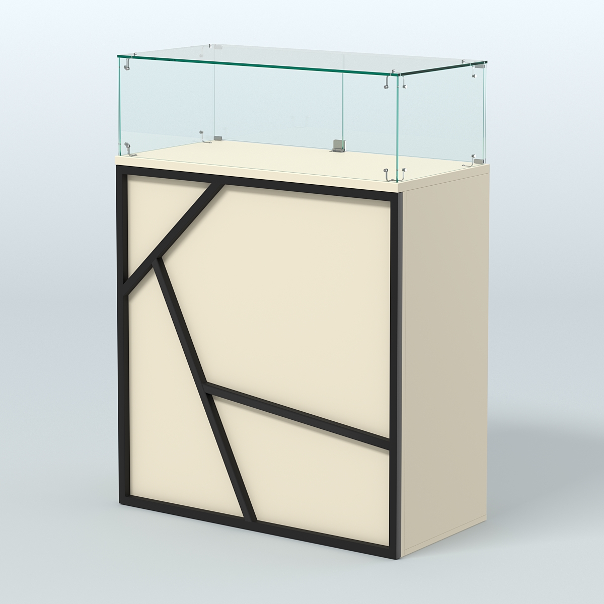 Торговый прилавок прямоугольный серии ЛОФТ - АЛЬФА №1 Крем Вайс