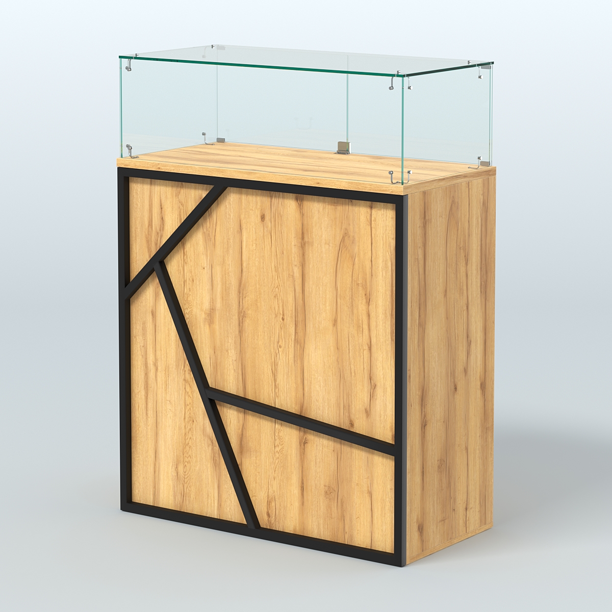 Торговый прилавок прямоугольный серии ЛОФТ - АЛЬФА №1 Дуб Золотистый