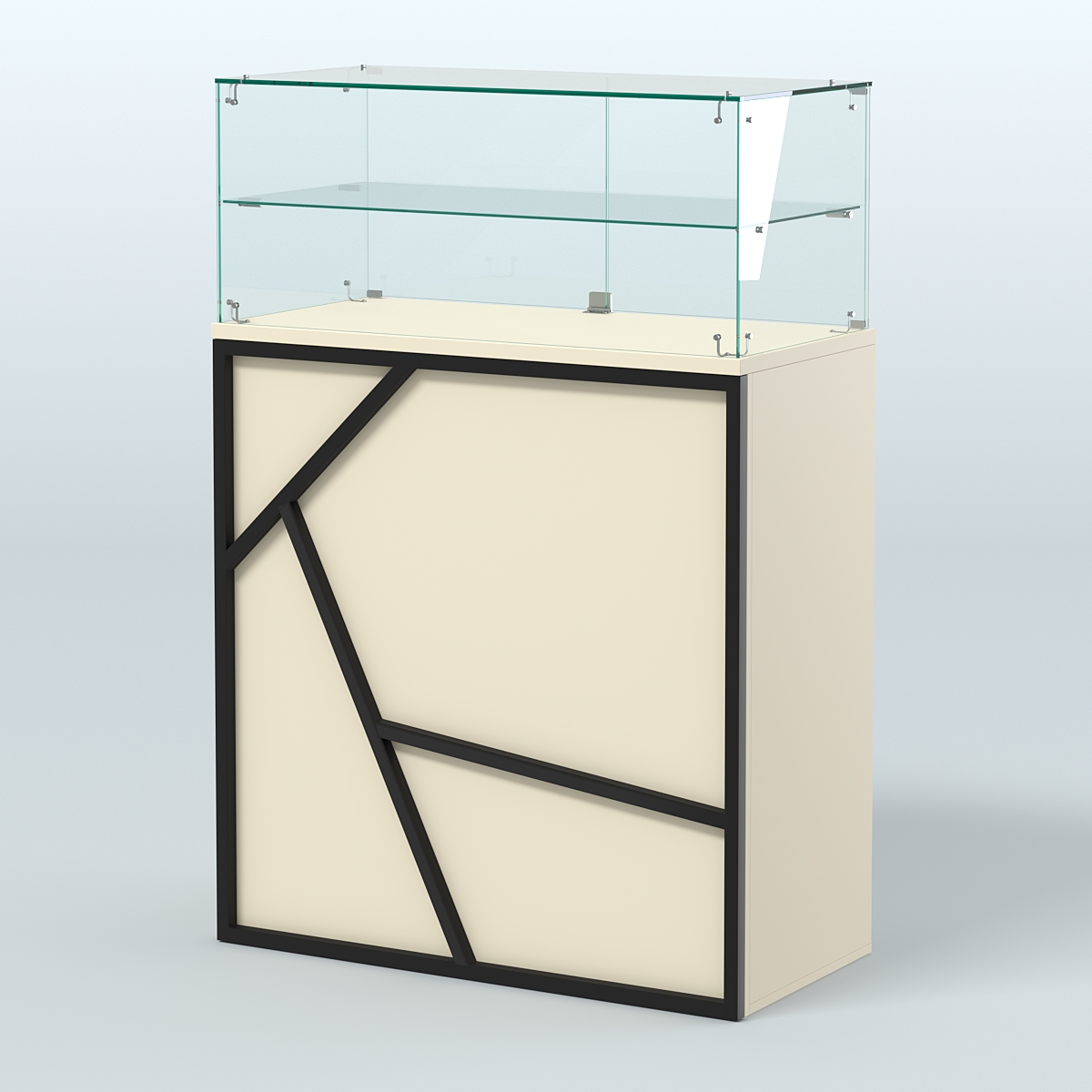 Торговый прилавок широкий с декором серии ЛОФТ - АЛЬФА  №2 Крем Вайс