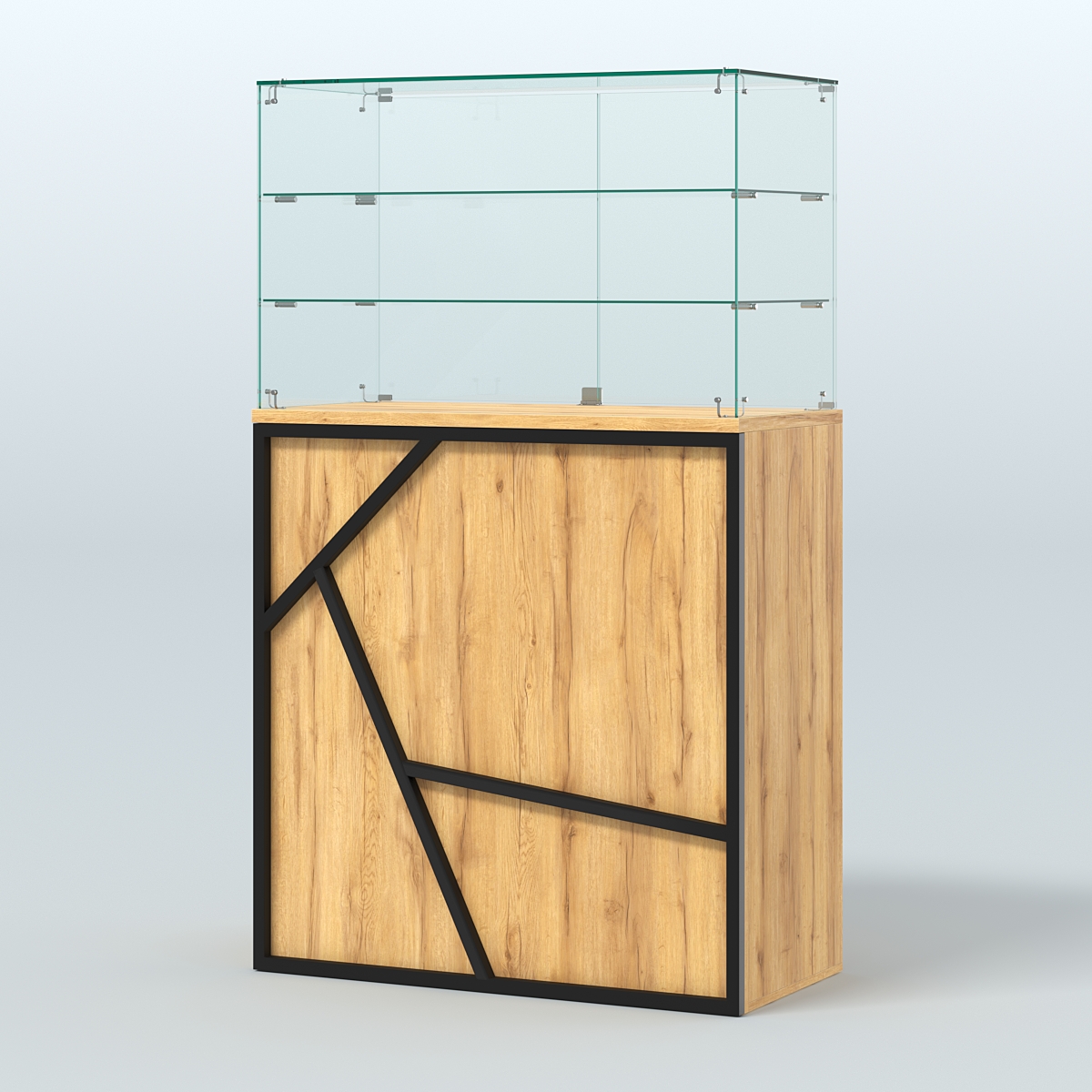 Торговый прилавок высокий серии ЛОФТ - АЛЬФА №3 Дуб Золотистый