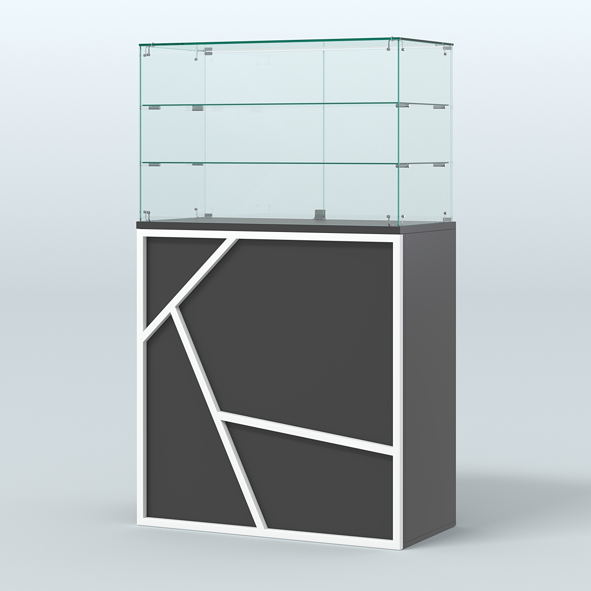 Торговый прилавок высокий серии ЛОФТ - АЛЬФА №3 Черный и Белый