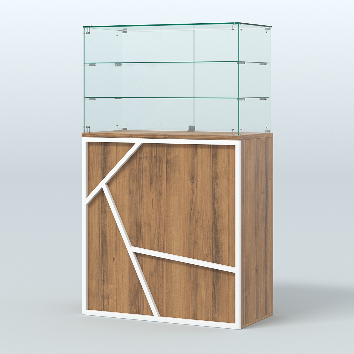 Торговый прилавок высокий серии ЛОФТ - АЛЬФА №3 Орех + Белый