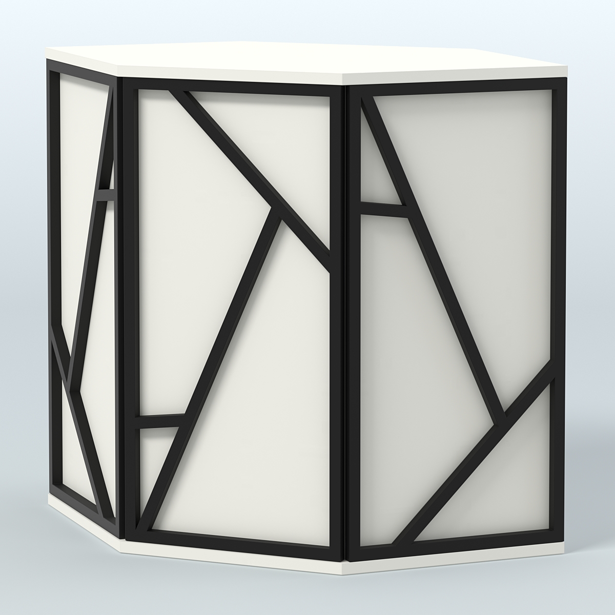 Торговый стол-прилавок шестигранный серии ЛОФТ - АЛЬФА №22 Белый