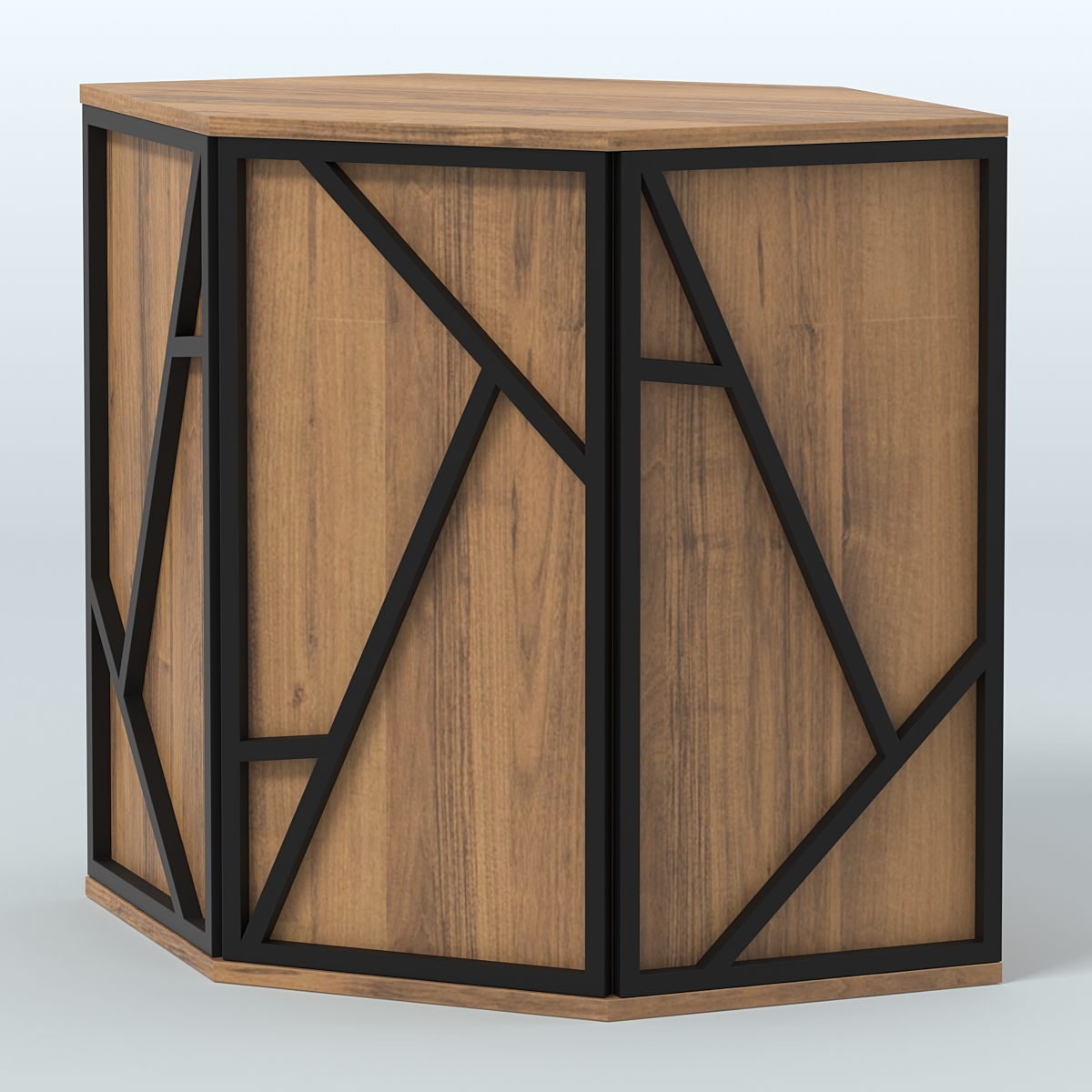 Торговый стол-прилавок шестигранный серии ЛОФТ - АЛЬФА №22 Орех