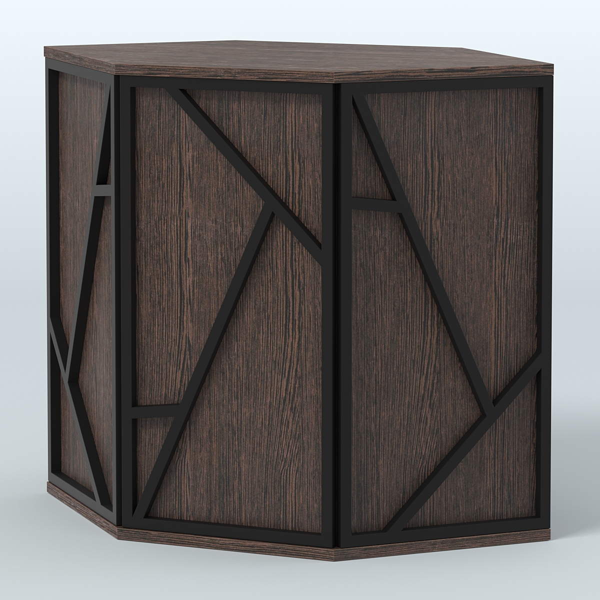 Торговый стол-прилавок шестигранный серии ЛОФТ - АЛЬФА №22 Дуб Венге