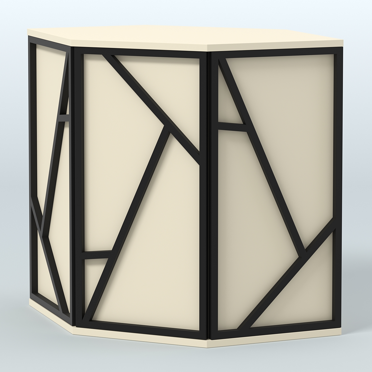 Торговый стол-прилавок шестигранный серии ЛОФТ - АЛЬФА №22 Крем Вайс