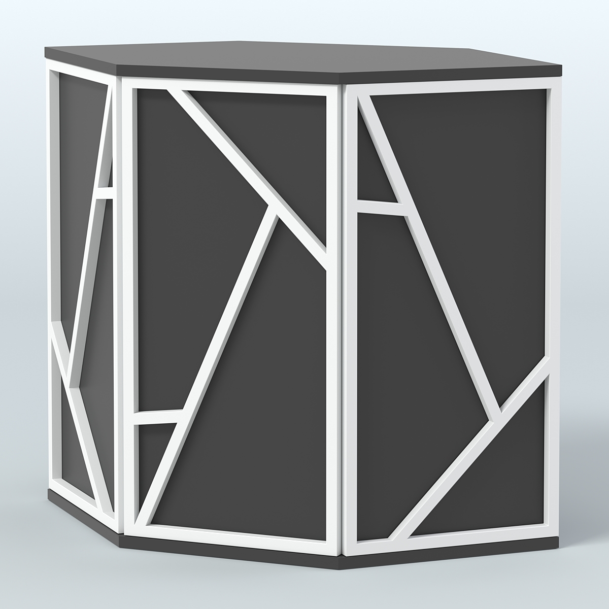 Торговый стол-прилавок шестигранный серии ЛОФТ - АЛЬФА №22 Черный и Белый