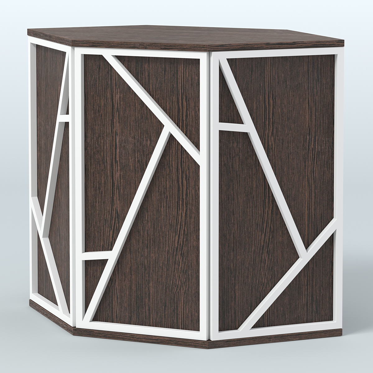 Торговый стол-прилавок шестигранный серии ЛОФТ - АЛЬФА №22 Дуб Венге + Белый