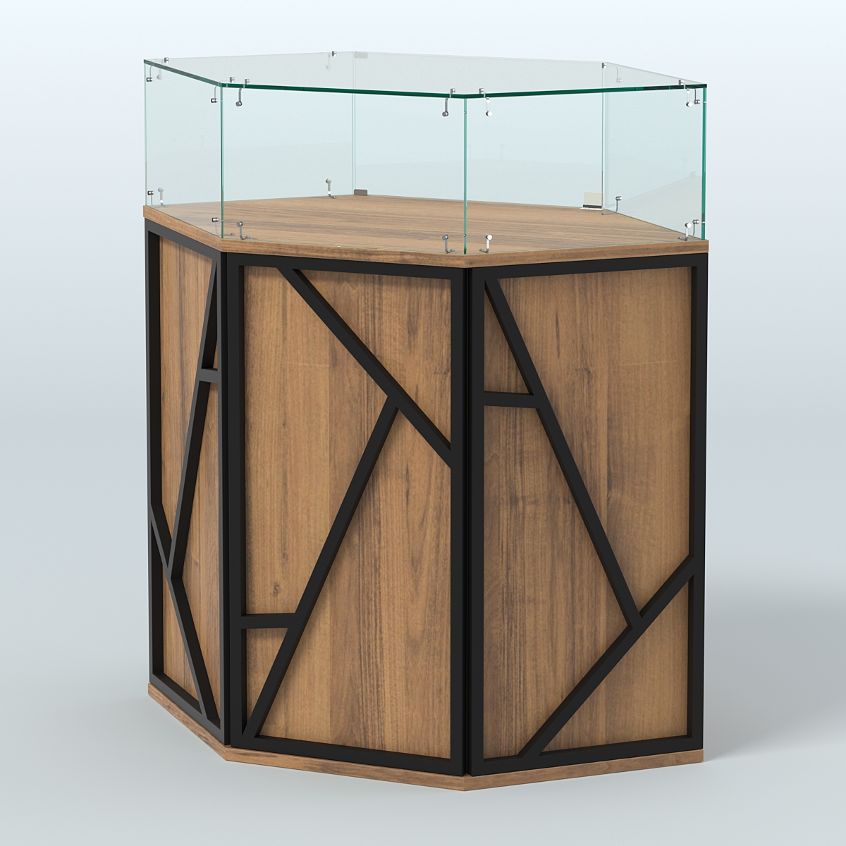 Торговый прилавок угловой с дверками серии ЛОФТ - АЛЬФА №6 Орех