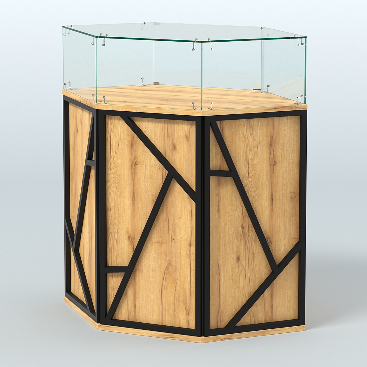 Торговый прилавок угловой с дверками серии ЛОФТ - АЛЬФА №6 Дуб Золотистый