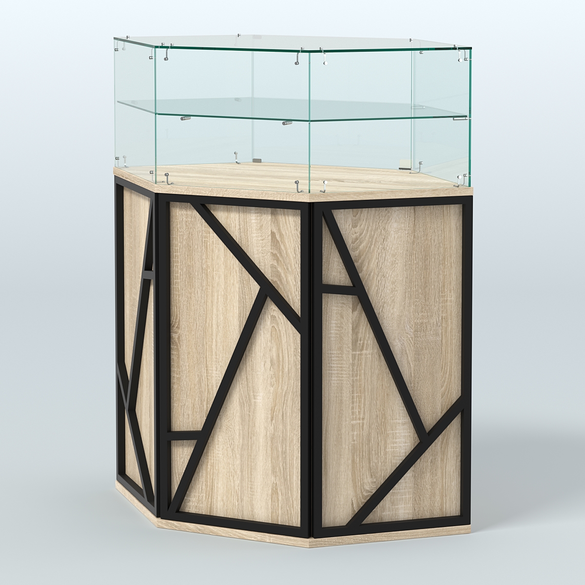 Торговый прилавок с одной полкой серии ЛОФТ - АЛЬФА  №7 Дуб Сонома