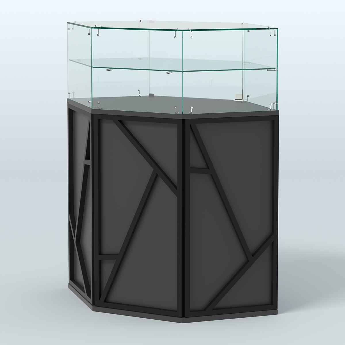 Торговый прилавок с одной полкой серии ЛОФТ - АЛЬФА  №7 Черный