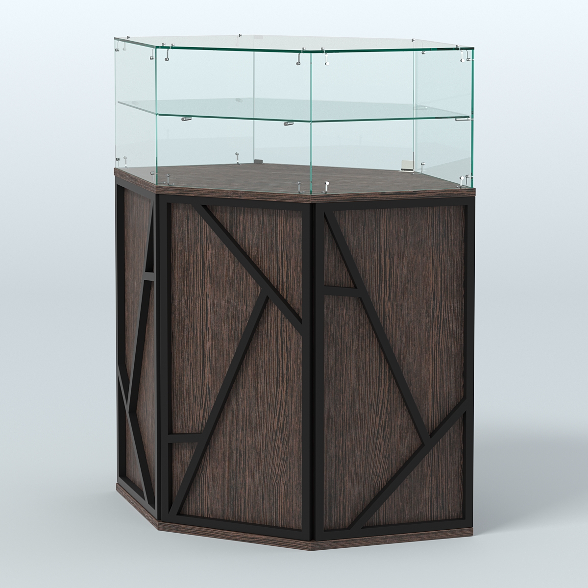 Торговый прилавок с одной полкой серии ЛОФТ - АЛЬФА  №7 Дуб Венге