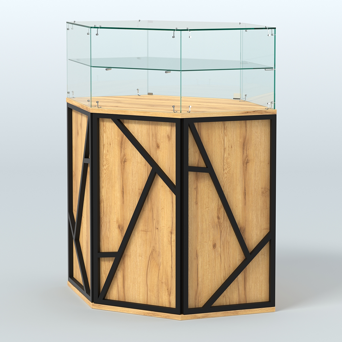 Торговый прилавок с одной полкой серии ЛОФТ - АЛЬФА  №7 Дуб Золотистый