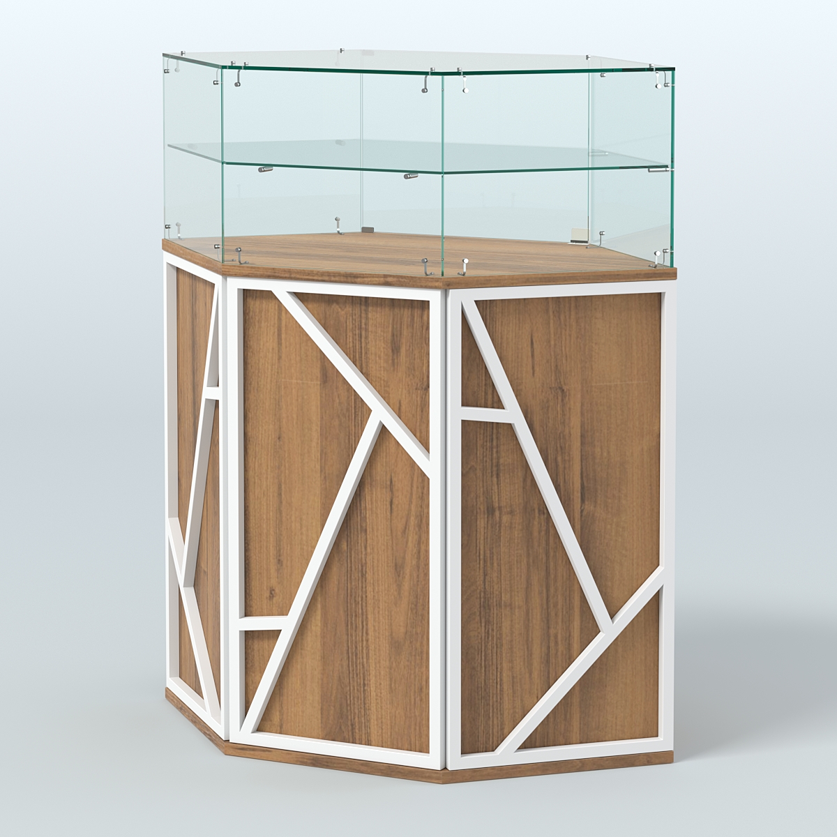 Торговый прилавок с одной полкой серии ЛОФТ - АЛЬФА  №7 Орех + Дуб Сонома