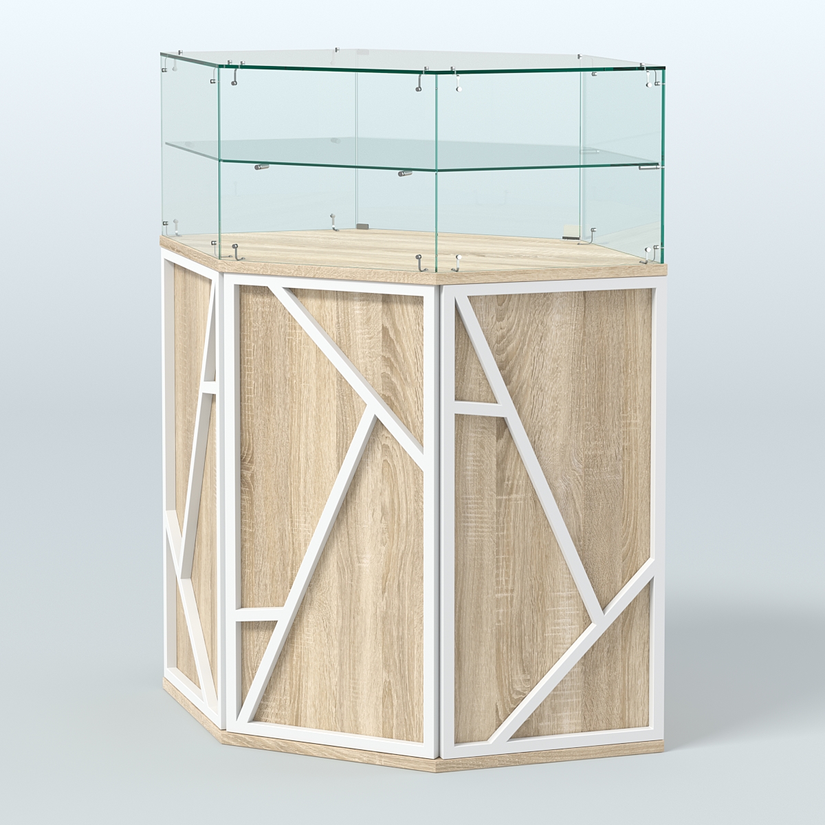 Торговый прилавок с одной полкой серии ЛОФТ - АЛЬФА  №7 Дуб Сонома + Белый