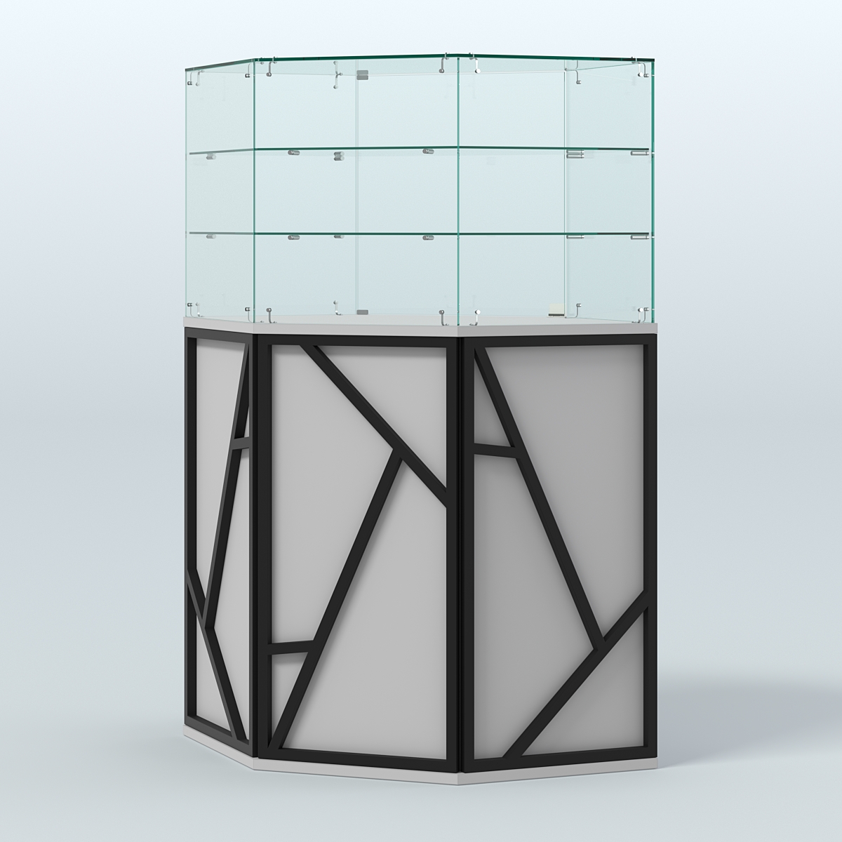 Торговый прилавок со стеклянной надставкой серии ЛОФТ - АЛЬФА №8 Серый