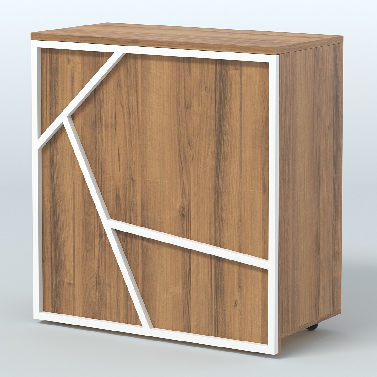 Торговый прилавок под кассу серии ЛОФТ - АЛЬФА №1 Орех + Белый