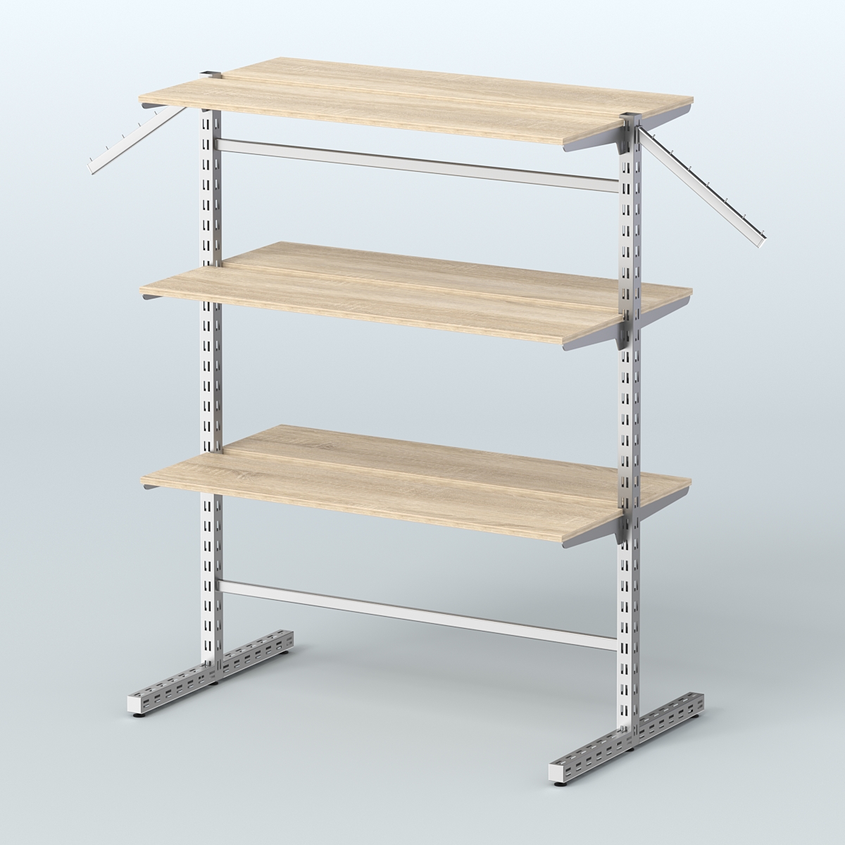 Система ЭЛЕГАНТ островная с шестью прямыми полками из ДСП №17а Дуб сонома