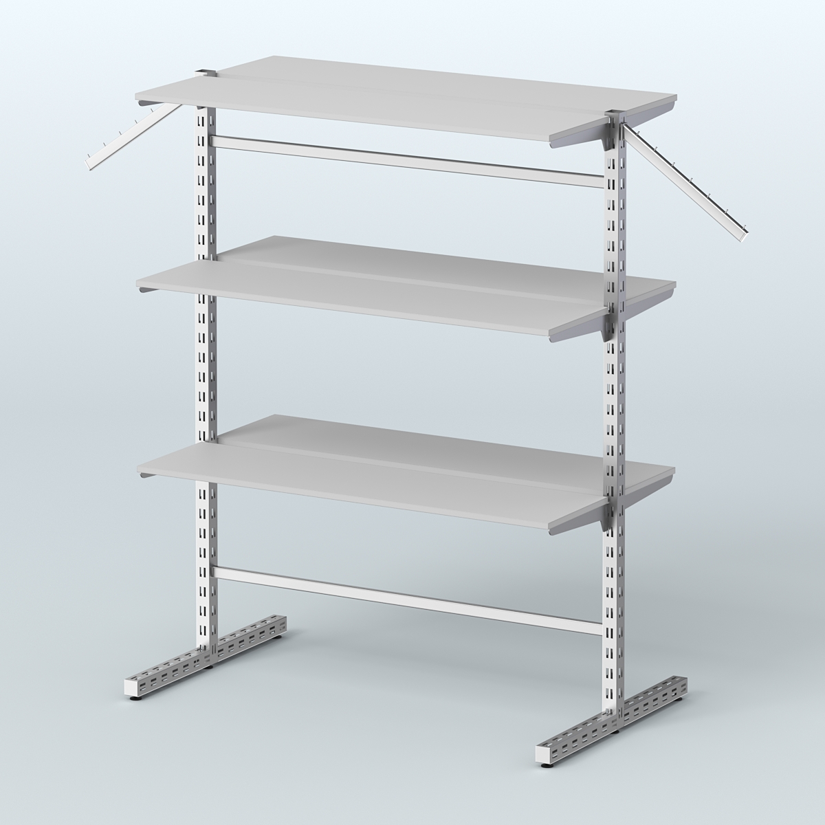 Система ЭЛЕГАНТ островная с шестью прямыми полками из ДСП №17а Серый