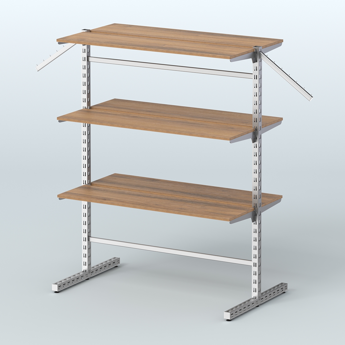 Система ЭЛЕГАНТ островная с шестью прямыми полками из ДСП №17а Орех