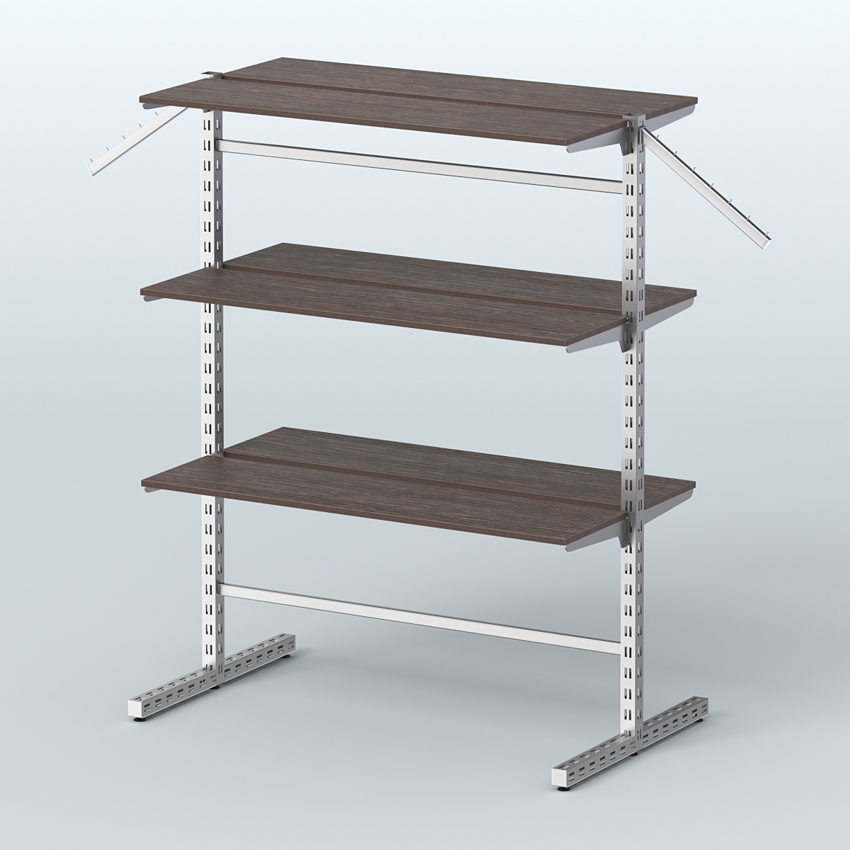 Система ЭЛЕГАНТ островная с шестью прямыми полками из ДСП №17а Дуб Венге