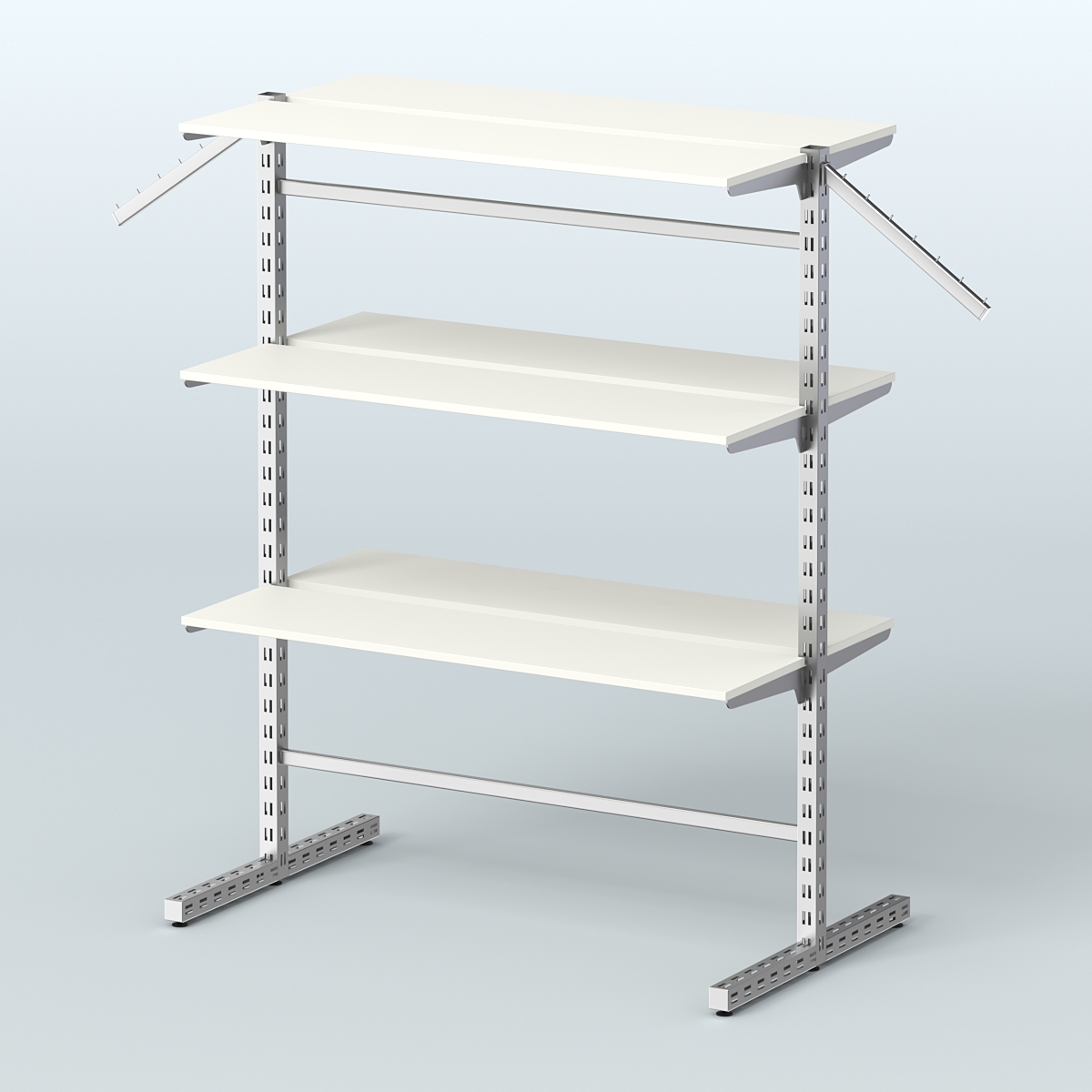 Система ЭЛЕГАНТ островная с шестью прямыми полками из ДСП №17а Белый