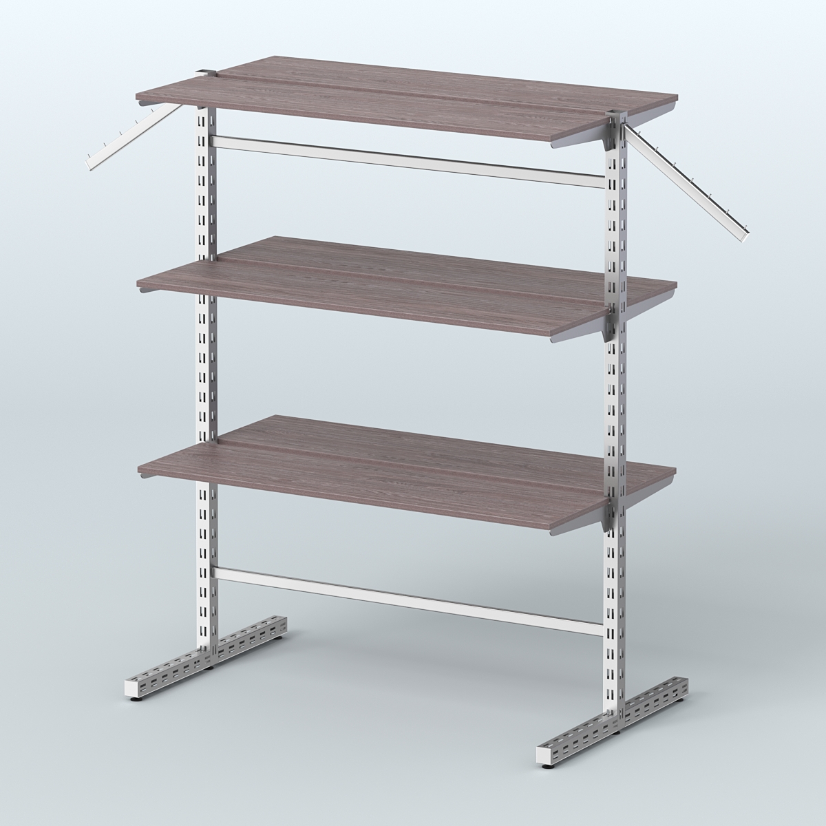 Система ЭЛЕГАНТ островная с шестью прямыми полками из ДСП №17а Ясень Анкор темный