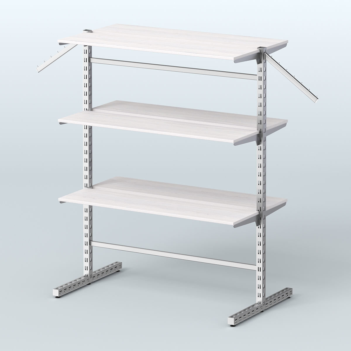 Система ЭЛЕГАНТ островная с шестью прямыми полками из ДСП №17а Ясень Анкор светлый