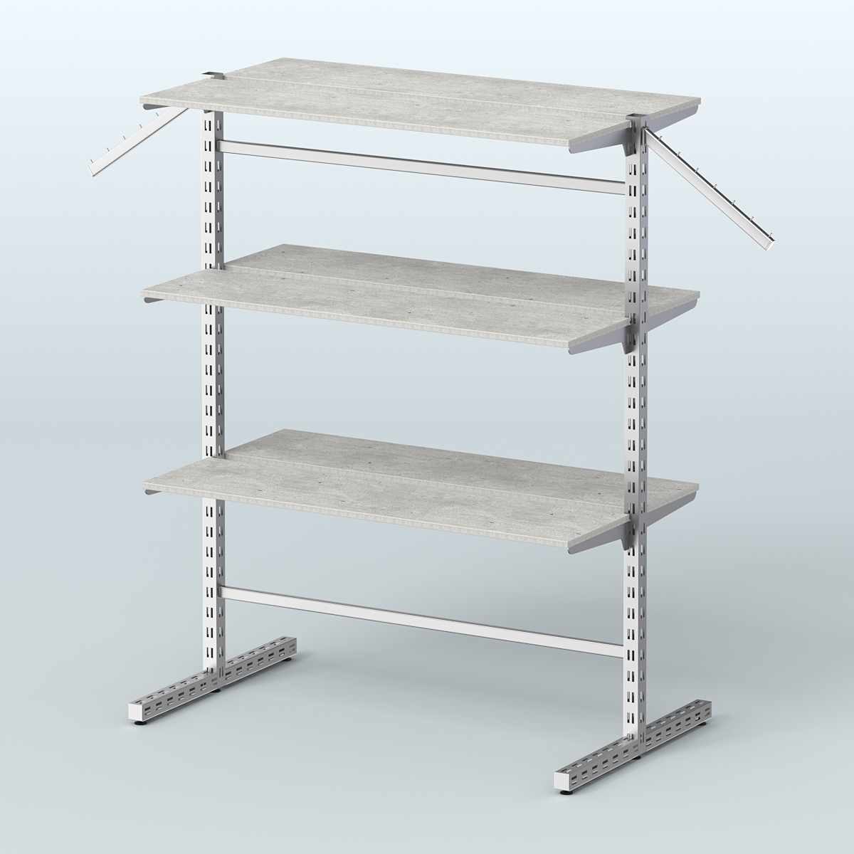 Система ЭЛЕГАНТ островная с шестью прямыми полками из ДСП №17а Метрополитан Грей