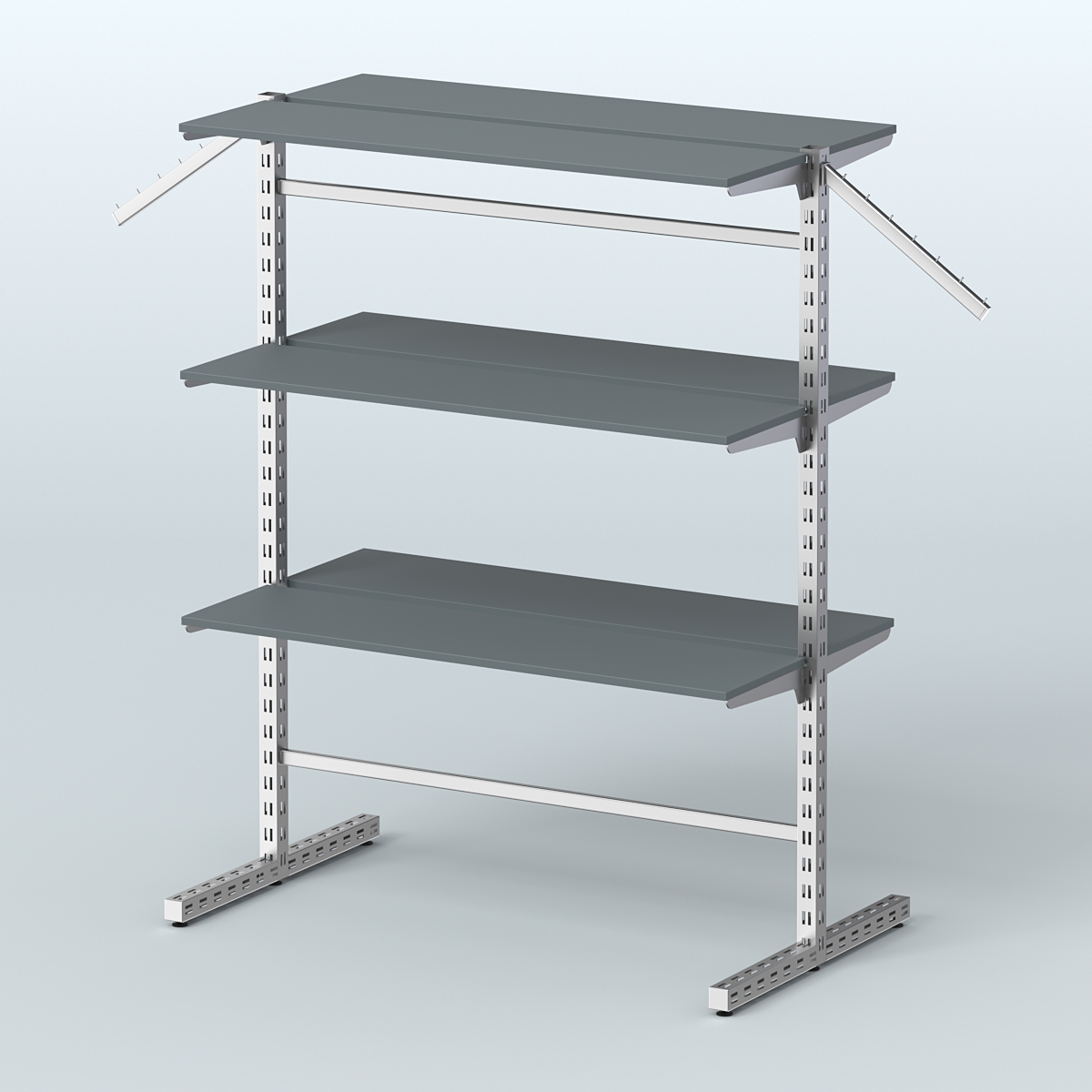 Система ЭЛЕГАНТ островная с шестью прямыми полками из ДСП №17а Темно-Серый