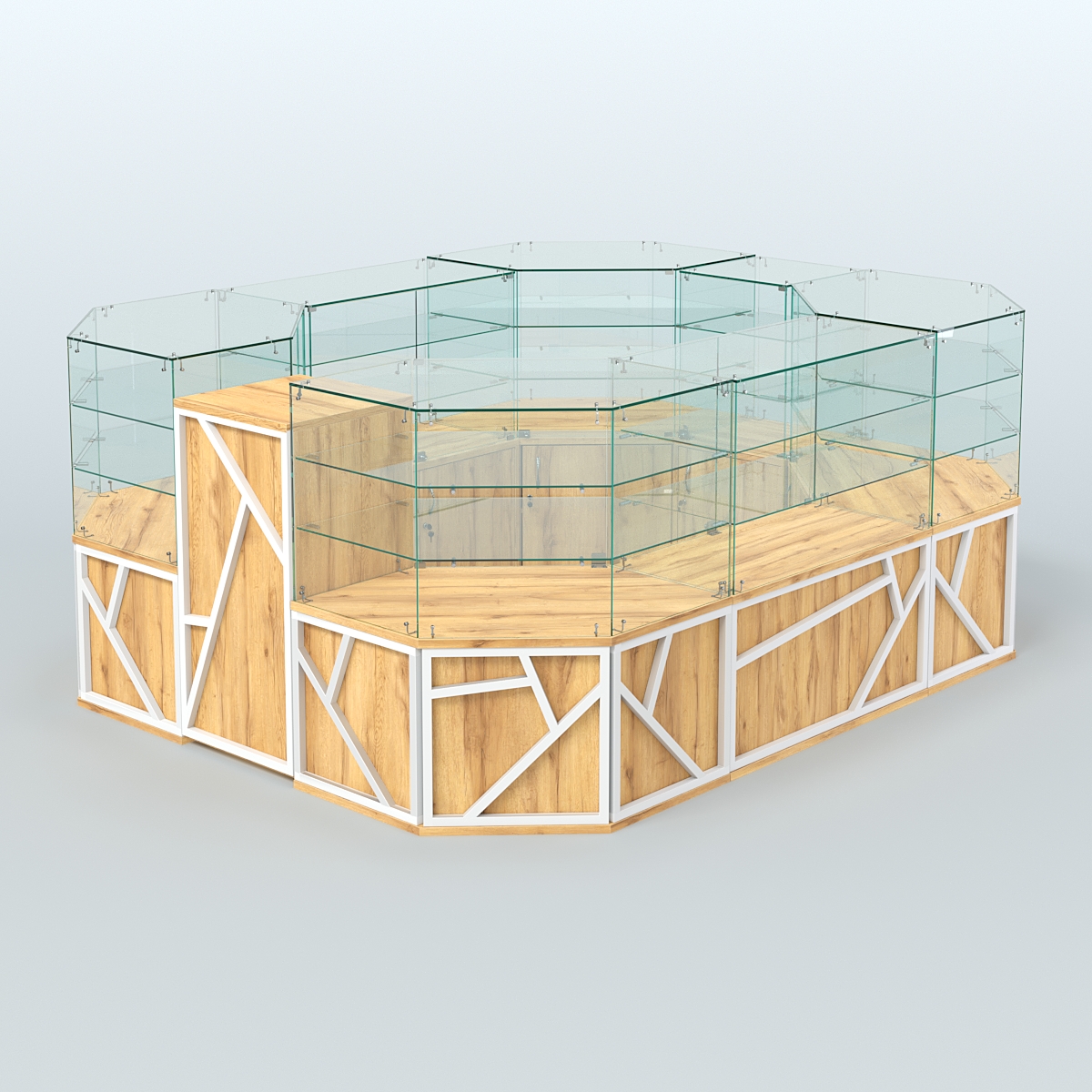 Торговый прямоугольный островок серии ЛОФТ - АЛЬФА (СОНОМА + ЧЁРНЫЙ) №1 Дуб Золотистый и Белый