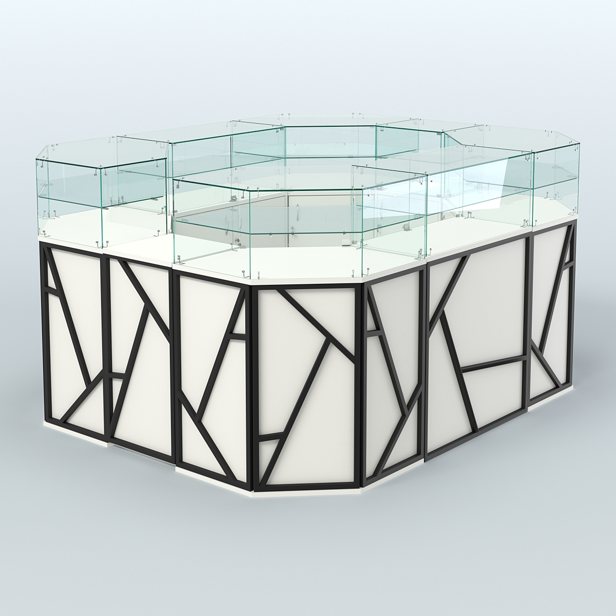 Торговый островок серии ЛОФТ - АЛЬФА (СОНОМА + ЧЁРНЫЙ) №4 Белый