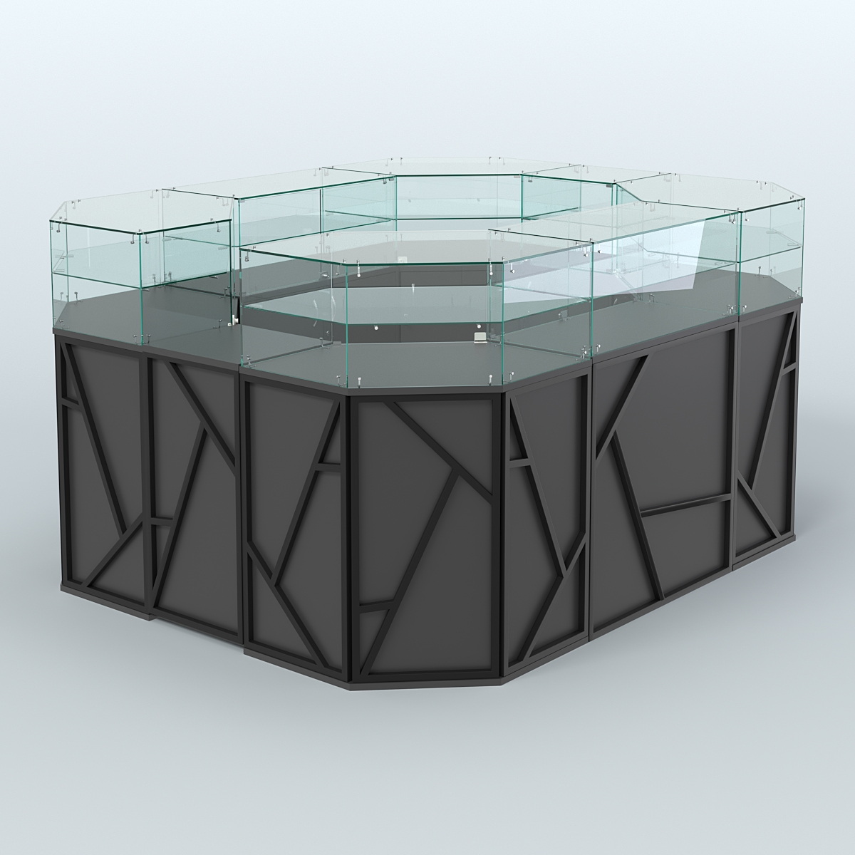 Торговый островок серии ЛОФТ - АЛЬФА (СОНОМА + ЧЁРНЫЙ) №4 Черный