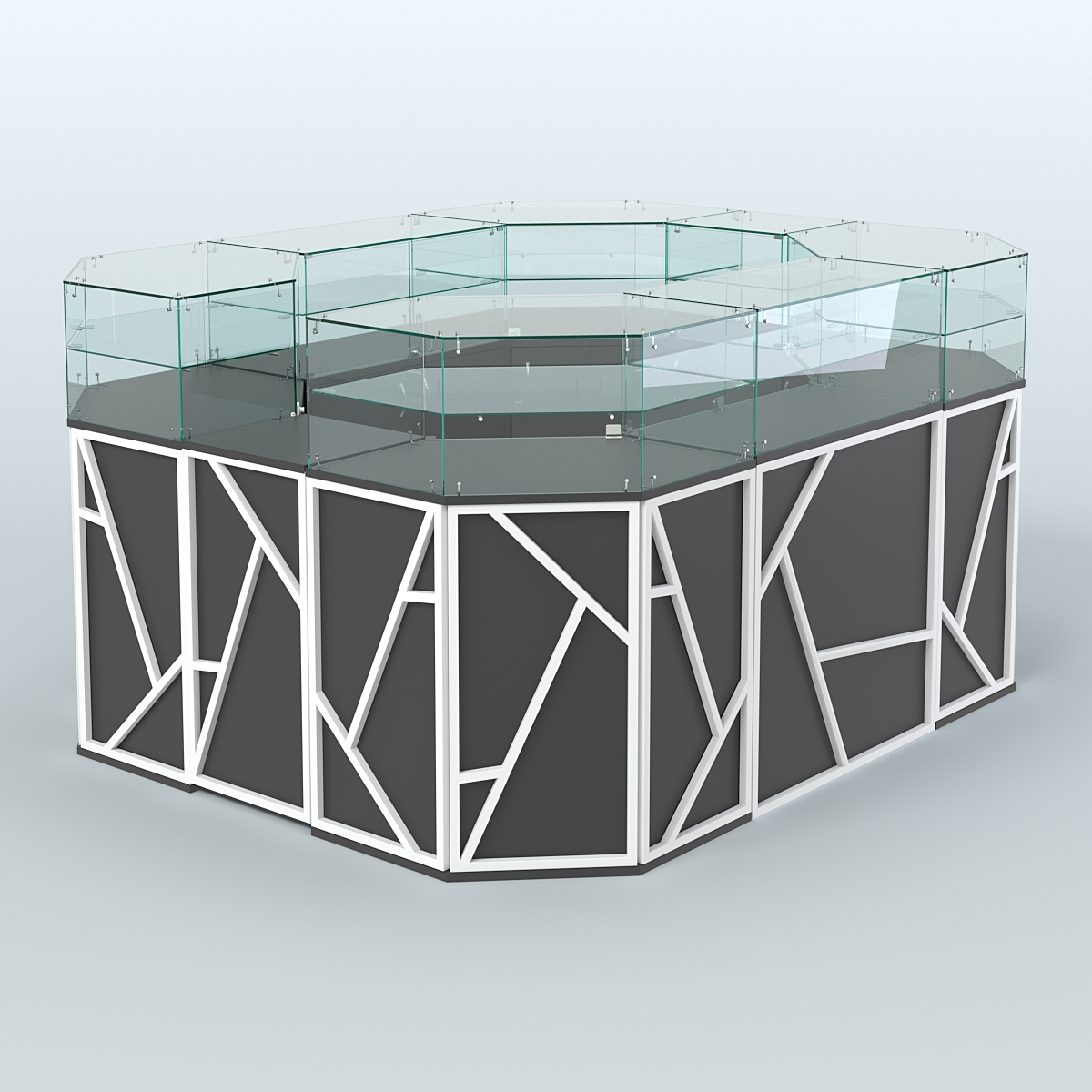 Торговый островок серии ЛОФТ - АЛЬФА (СОНОМА + ЧЁРНЫЙ) №4 Черный и Белый