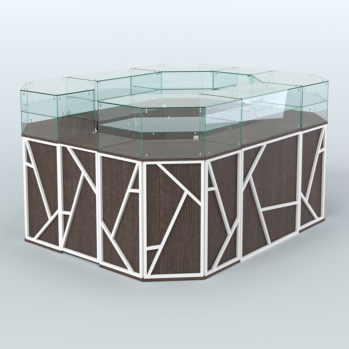 Торговый островок серии ЛОФТ - АЛЬФА (СОНОМА + ЧЁРНЫЙ) №4 Дуб Венге + Белый