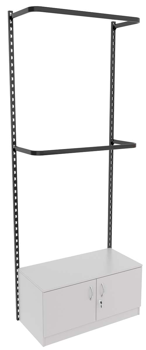 Настенная система с накопителем и П-образными поручнями для одежды ЛОФТ №1 (900мм) Серый