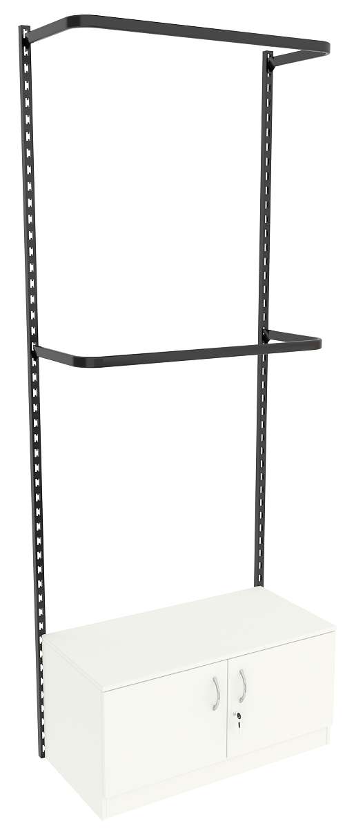 Настенная система с накопителем и П-образными поручнями для одежды ЛОФТ №1 (900мм) Белый