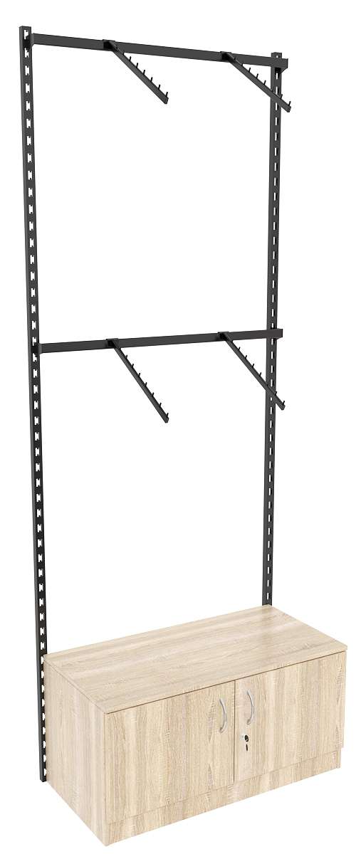 Настенная система с накопителем и пристенными поручнями для одежды ЛОФТ №2 (900мм) Дуб сонома
