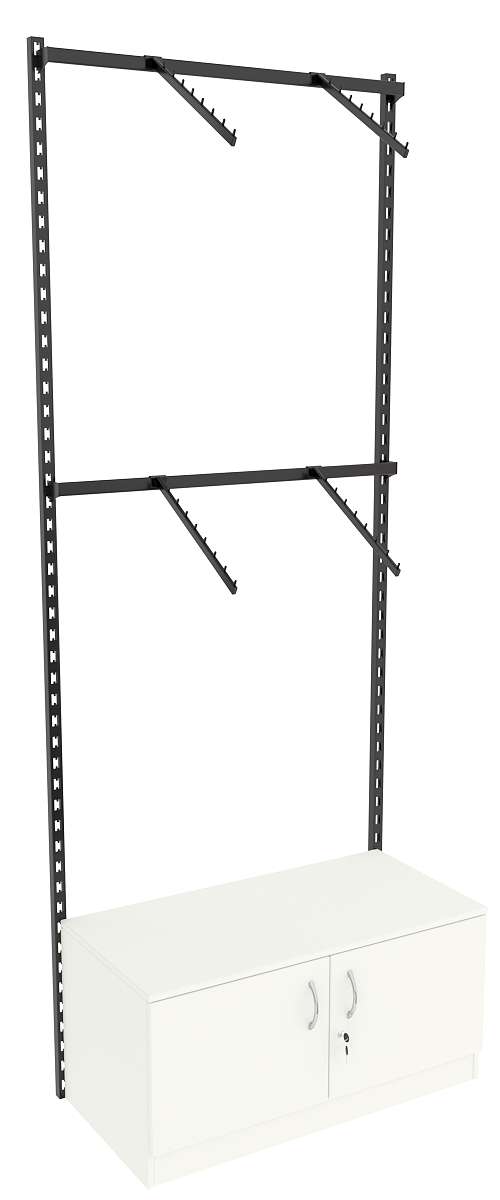 Настенная система с накопителем и пристенными поручнями для одежды ЛОФТ №2 (900мм) Белый