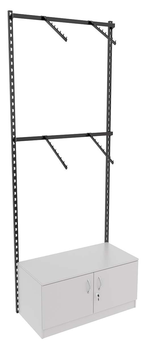 Настенная система с накопителем и пристенными поручнями для одежды ЛОФТ №2 (900мм) Серый