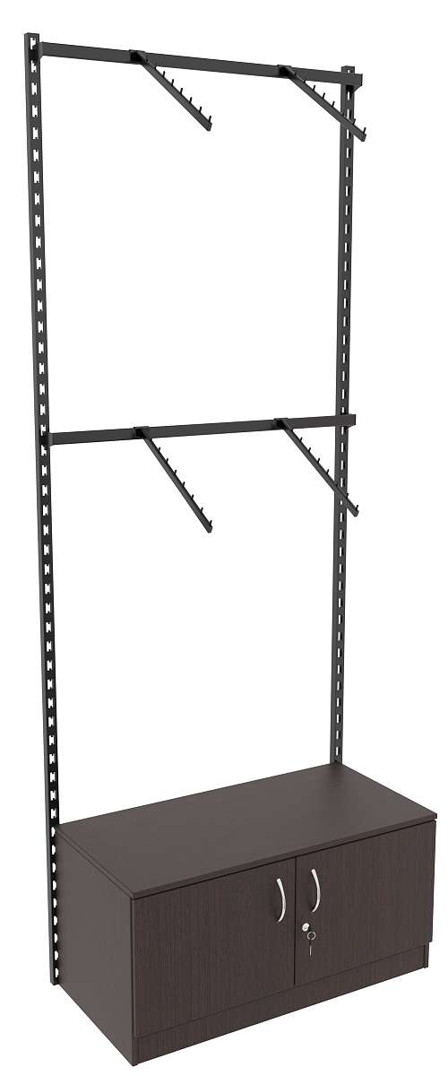 Настенная система с накопителем и пристенными поручнями для одежды ЛОФТ №2 (900мм) Дуб Венге