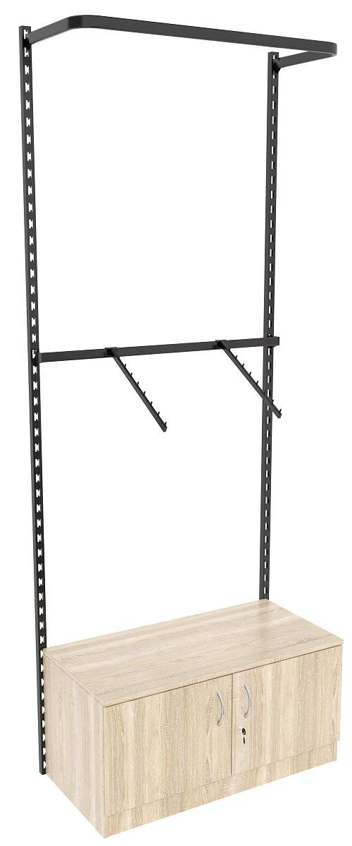 Настенная система с накопителем и комбо - поручнями для одежды ЛОФТ №3 (900мм) Дуб сонома