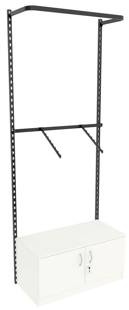 Настенная система с накопителем и комбо - поручнями для одежды ЛОФТ №3 (900мм) Белый
