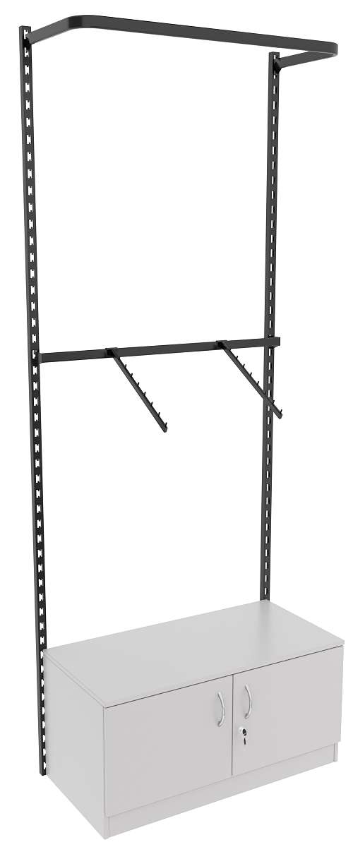 Настенная система с накопителем и комбо - поручнями для одежды ЛОФТ №3 (900мм) Серый