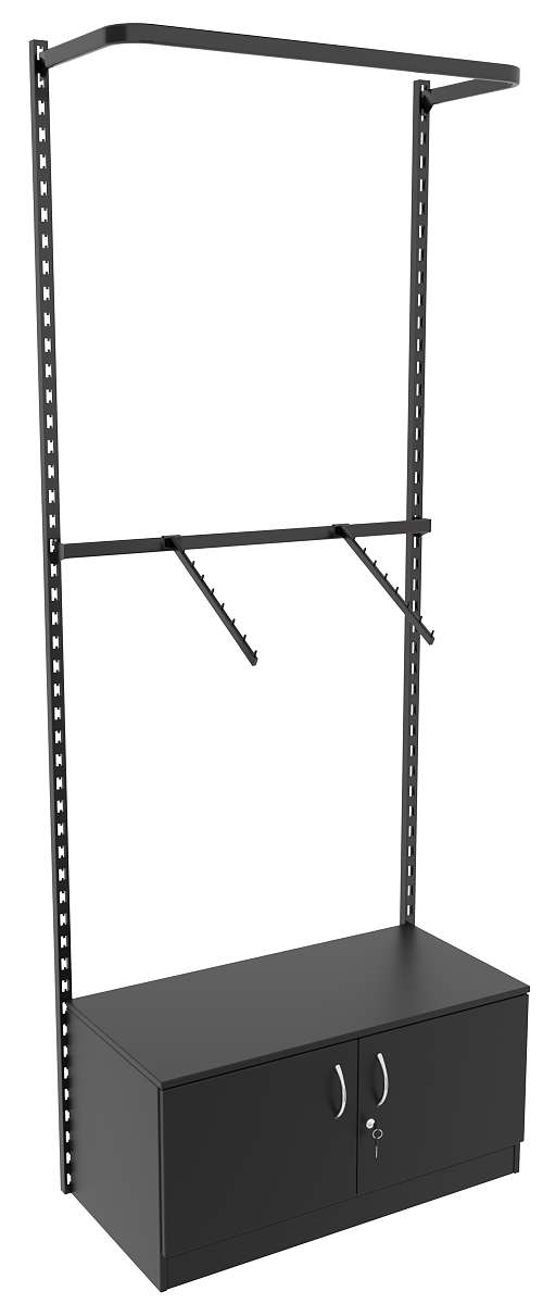 Настенная система с накопителем и комбо - поручнями для одежды ЛОФТ №3 (900мм) Черный