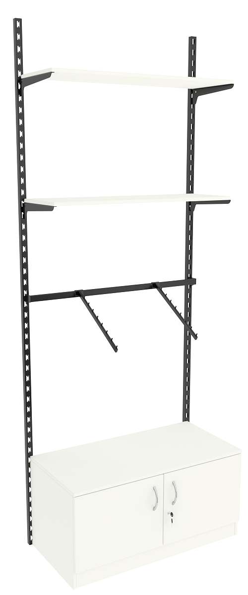 Настенная система с накопителем кронштейнами и полками ДСП для одежды ЛОФТ №6 (900мм) Белый