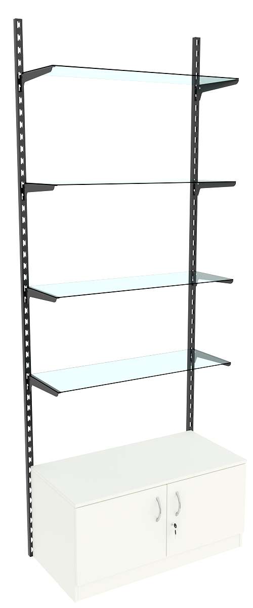 Настенная система с накопителем и 4-мя прозрачными полками для одежды ЛОФТ №10 (900мм) Белый