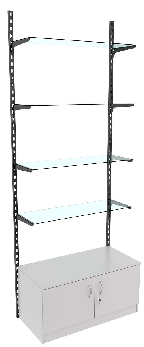 Настенная система с накопителем и 4-мя прозрачными полками для одежды ЛОФТ №10 (900мм) Серый