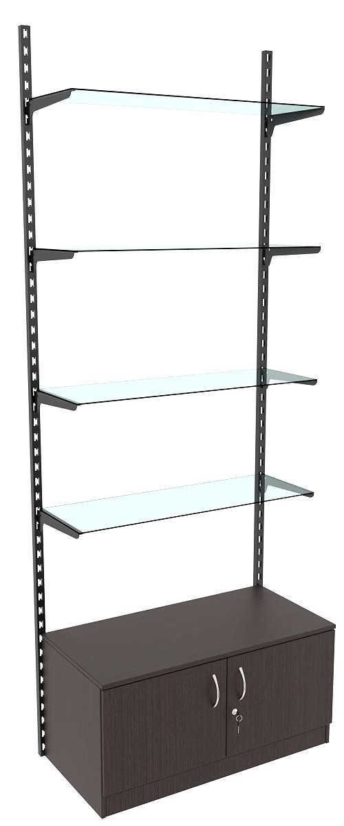 Настенная система с накопителем и 4-мя прозрачными полками для одежды ЛОФТ №10 (900мм) Дуб Венге